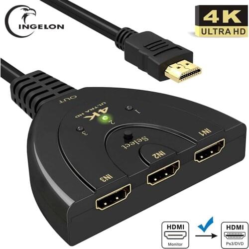 Ingelon 3 Port kvm HDMI Splitter Switch 3in1 hdmi adapter high quality 1080P 4K Switcher for HD DVD Xbox PS3 PS4 laptop & PC