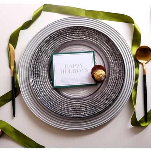 Glass plate golden edge texture European retro western food plate saucer home cold steak salad plate dessert plate