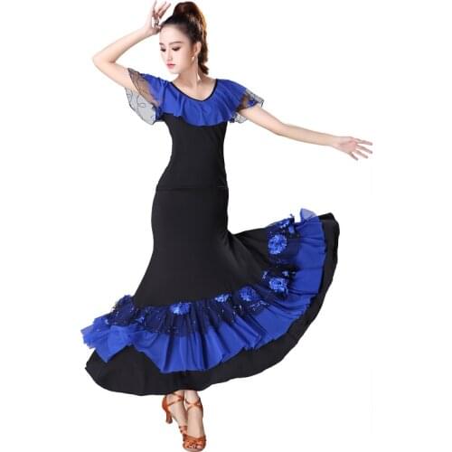 Dance Sequins Embroidery Skirt Modern Dance Competition Performance Dress National Standard Competition Dance Practice Costumes