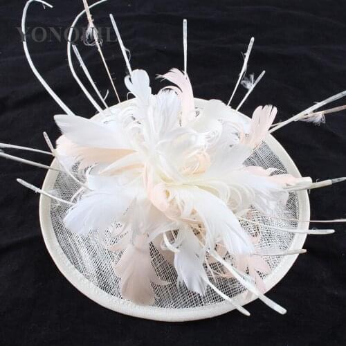 Sinamay Ivory Fascinator Hat Headband Elegant Women Cocktail Church Headpiece Wedding Party Tea Formal Dress Headwear SYF188
