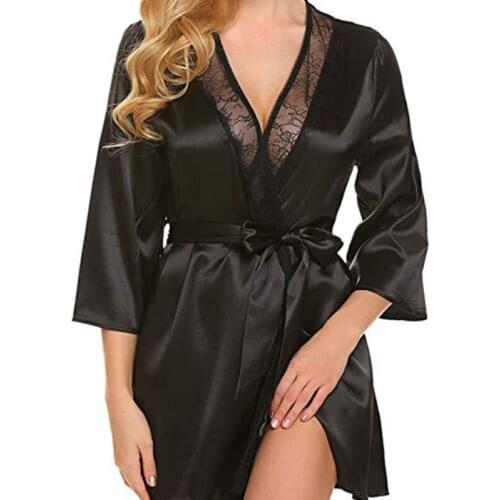 Hot Sale Ladies Nightgown High Quality Nightgown Sexy V-neck Fashion Lace Stitching Nightgown For Women Plus Size