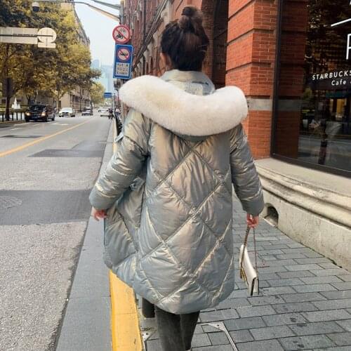 Winter 2021 new jacket down cotton jacket ladies Korean loose thick hooded mid-length large furcollar large size warm parka coat