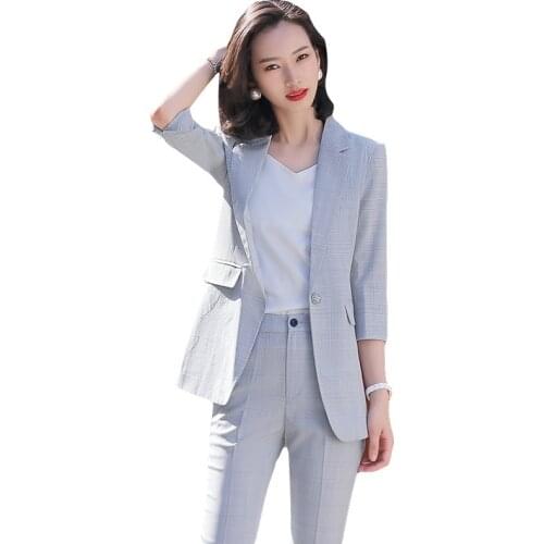 Womens two-piece suit lattice professional wear womens work clothes suit casual professional suit suit 2 piece set women