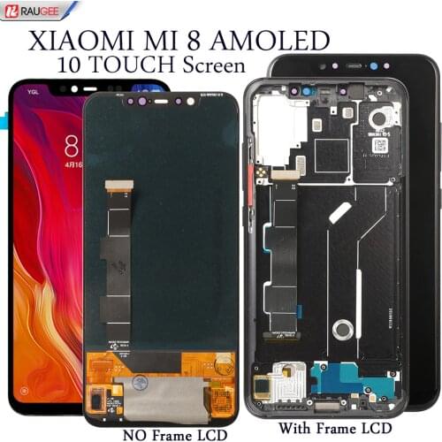 AMOLED Screen For Xiaomi MI 8 Mi8 LCD Display 10 Touch Screen Replacement Tested Smartphone LCD Screen Digitizer Parts