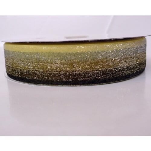 1-1/2'' 38mm Rainbow #33 Black Gold Silver Omber Glitter Ribbon