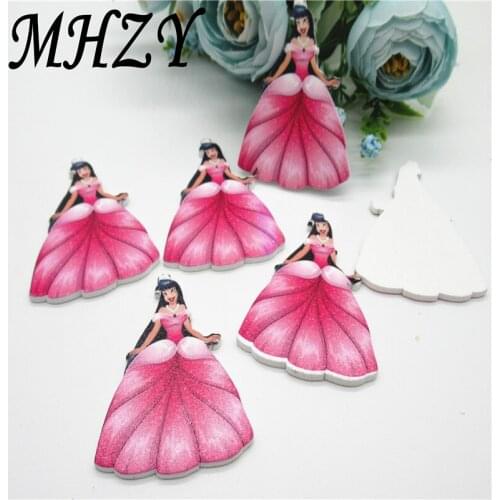 10/20PCS 52mm Wooden Vintage true color white painted princess girl Crafts Scrapbooking DIY Kid Clip art Carfts C3