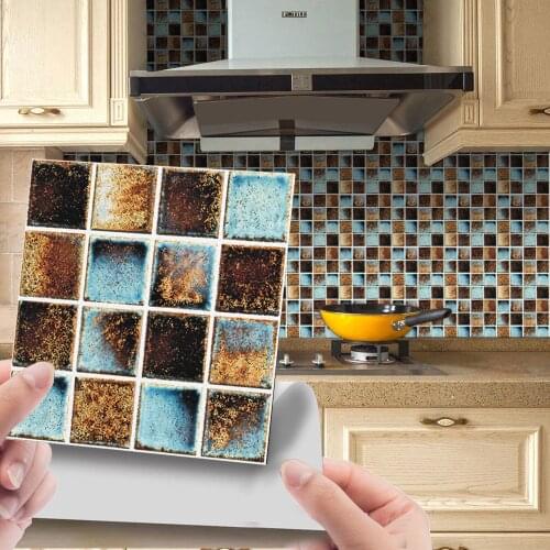 10pcsMosaic bright film tile sticker self-adhesive wallpaper waterproof bathroom kitchen wall sticker wall papers home decor