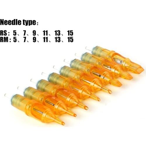 20PCS/BOX Disposable Semi-Permanent Makeup Tattoo Cartridge Needle RL/RM/M1/RS Tattoo Gun Supplies 1RL/3RL/5RL/7RL/9RL/11RL/14RL