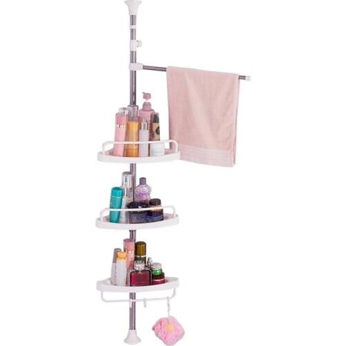 3 Tier Bathroom Telescopic Toiletries Storage Corner Shelf Rack Bath Accessory Storage Shower Caddy Organizer Shelf DQ0932-1