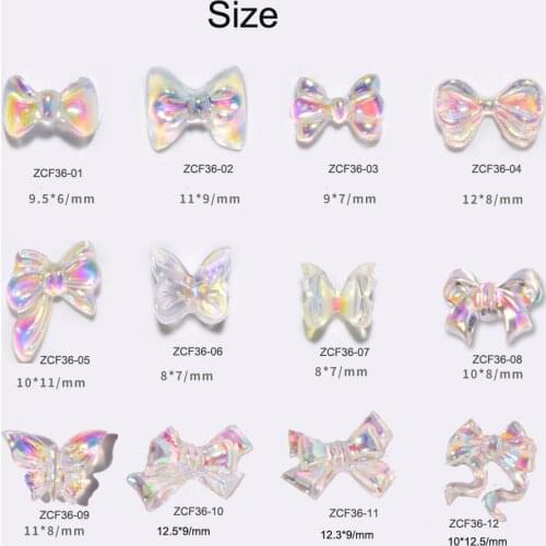 3D 9*7mm About 50 pcs/bag Nail Aurora Rhinestones -Butterfly ,bowknot Charms -polar light nail art ,12 models acrylic gems 12.5
