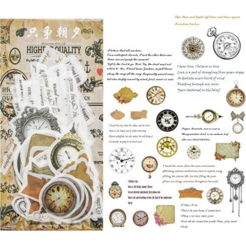 40 pcs /Bag Time Clock Sticker Washi Stickers DIY Phone Hand Account Decoration
