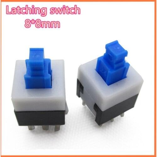 50PCS/Lot 8mmX8mm Self-locking Switch Push Button Switch DIP 6 Pins Tactile Pushbutton Key Switch Wholesale