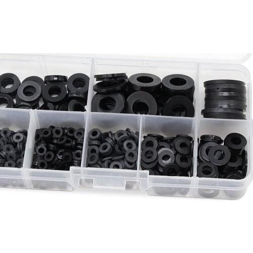 500 Pieces Plastic Washers Rubber Flat Washers Nylon Washers Corrosion-Free Washers for Industrial Fixings GQ