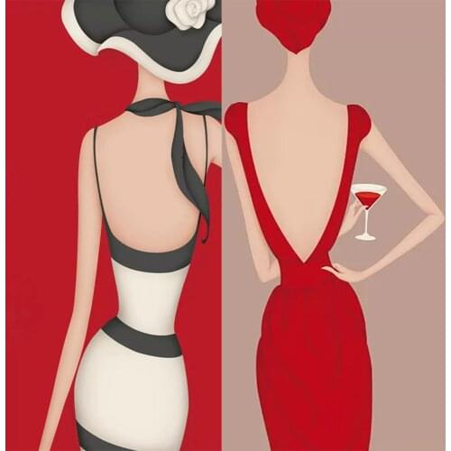 5D Diamond Painting Art Woman Red Dress Series DIY Full Circle Diamond Painting Embroidery Mosaic Home Decoration Painting