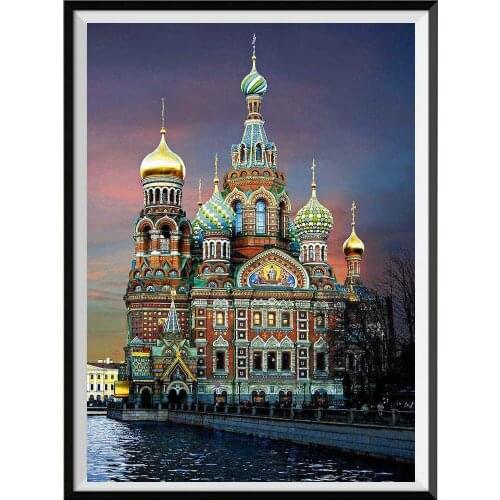 5D diamond painting church castle Saint Petersburg round diamond embroidery mosaic home decoration pattern DIY handmade gift