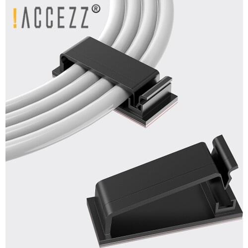 !ACCEZZ 20Pcs Cable Organizer Clamp Desktop Management Self-adhesive Buckle Clips Wire Winder For Headphone Mouse Keyboard Cable