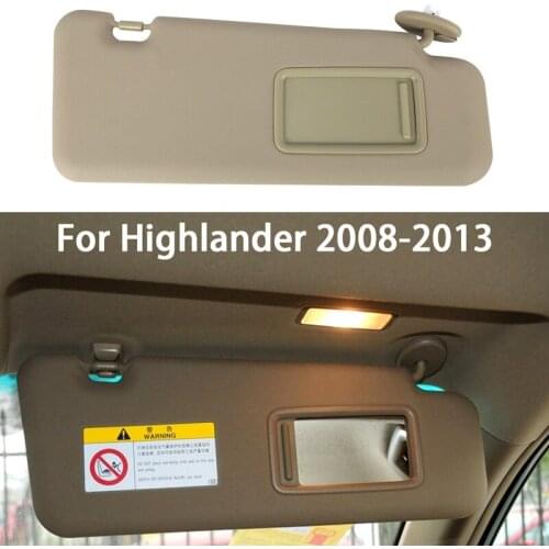 Car Interior Sun Visor Shade RH Right Side Passenger Beige for Toyota Highlander 2008-2013 with Makeup Lamp