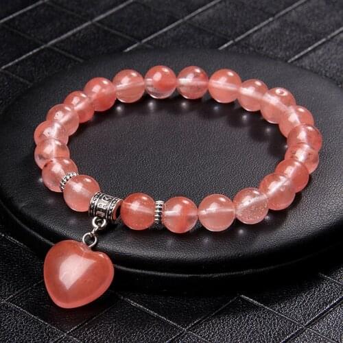 Love Heart Pendant Charm Natural Stone Beads Bracelet Unakite Malachite Turquoises Jewelry For Women Men Creative Christmas Gift