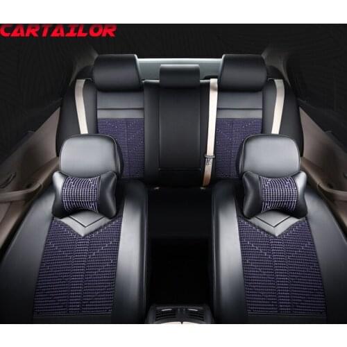 CARTAILOR Cover Seat Car Leather Seats for Infiniti JX35 Seat Covers Cars Accessories Set Ice Silk Cushion Supports Red Brown