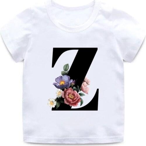 DERMSPE New Fashion Casual Simple English 26 Letter Print Kids Short Sleeve Wild Round Neck Boys Girls Clothes T-shirt