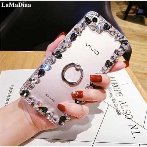 For Samsung Galaxy J5 J6 J7 J8 2018 A6 A8 A7 A5 A3 A50 Glitter Crystal Rhinestone Bling Case With 360 Ring Case Luxury Diamond