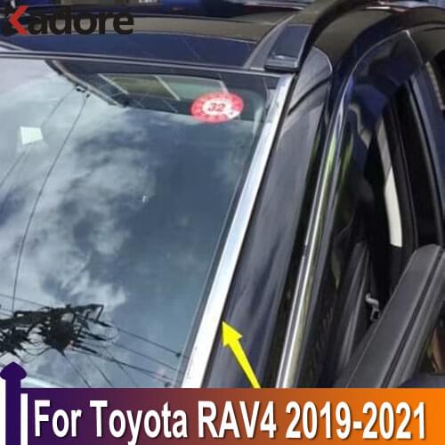 For Toyota RAV4 RAV 4 2019 2020 2021 Stainless Steel Front Window Trim Head Decoration Trim Car sticker Car Styling 2021