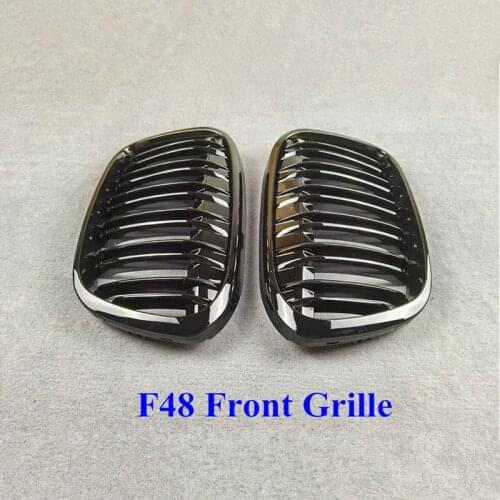 F48 ABS Material Car Front Hood Air Grille For BMW X1 F48 F49 Glossy Black Mesh Kidney Grill Grilles 2016-2019