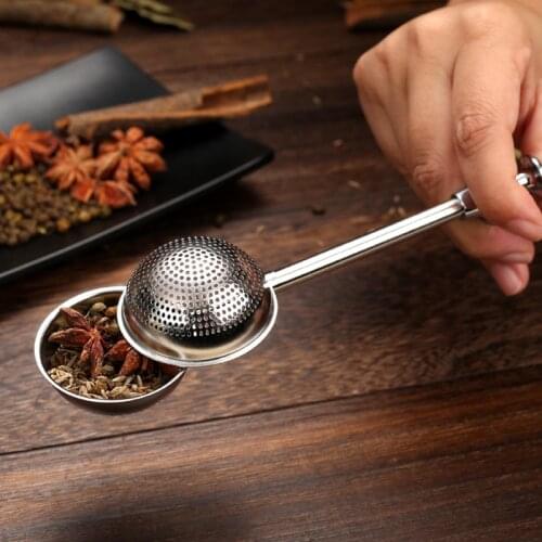 1pc Stainless Steel Tea Infuser Filter Loose Tea Leaf Strainer Diffuser Retractable Spice Infuser Long Handle Kitchen Tool