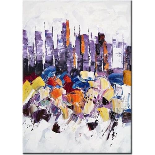 Beautiful City And Sea Scenery Abstract Oil Painting Wall Art Home Decor Picture Modern On Canvas 100% Handpainted No Framed