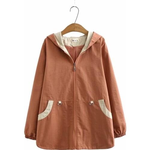Plus size Hooded cotton women loose jackets 2021 new autumn winter casual ladies pockets jacket female tops