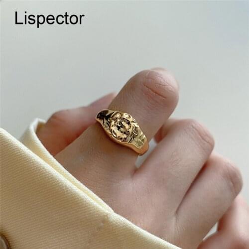 Lispector 925 Sterling Sliver French Irregular Dent Rings for Women Minimalist Concave Ring Rock Punk Matching Female Jewelry