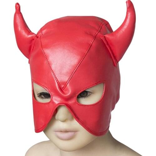 Sexy Head Mask Masquerade Party Supplies Leather Restraint Hood Mask SM Bondage Fetish Slave Sex Headgear Sex Toys for Couples