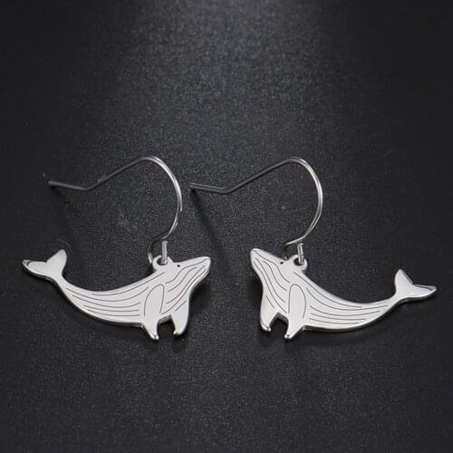 COOLTIME Stainless Steel Silver Color Cute Fish Animal Earring Gift For Women Charm Hook Drop Dangle Jewelry Earrings Factory