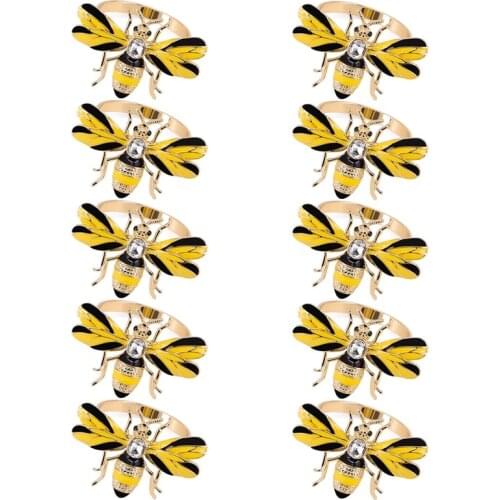 Set of 10 Bee Napkin Buckle Napkin Ring Alloy Insect Diamond Buckle Paper Towels Napkin Holder