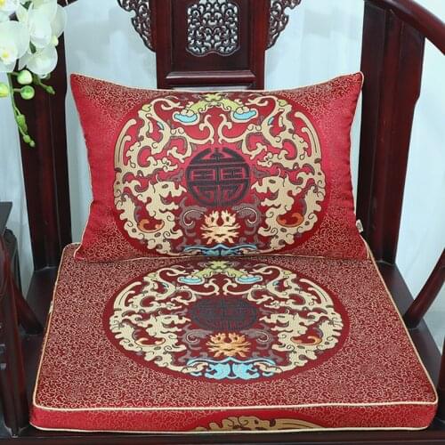 Vintage Chinese Silk Brocade Cushions Home Decor Thick Chair Seat Cushion Sofa Mat Seat Pad HIgh End Armchair Lumbar Pillow