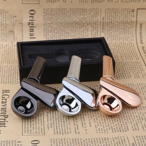 Gold silver and black Portable Mini Metal Stainless Steel Spoon Smoking Pipes Herb Hookah Tobacco Accessories Pipe with gift box