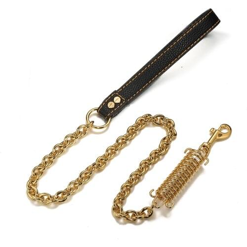 Stainless Steel Gold Silver Dog Traction Rope Explosion-proof Pet Dog Chain Anti-bite Leash for Large Dogs Pitbull Doberman 10A