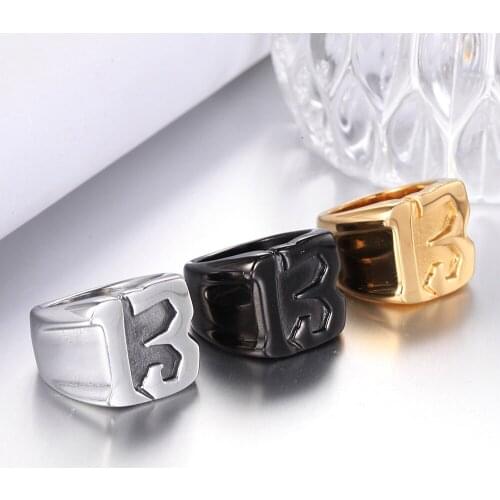 Simple Lucky Number 13 Ring Punk Hip Hop Rock 316L Stainless Steel Lucky Number Ring For Men Fashion Jewelry