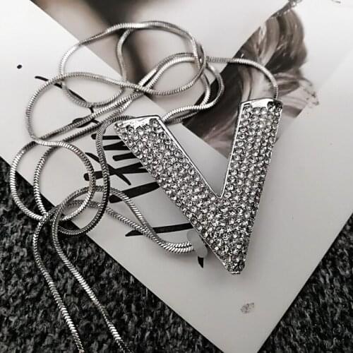 Silver color letter V pendant adjustable necklace for women korean luxury jewelry collier femalel/collana/colar necklace