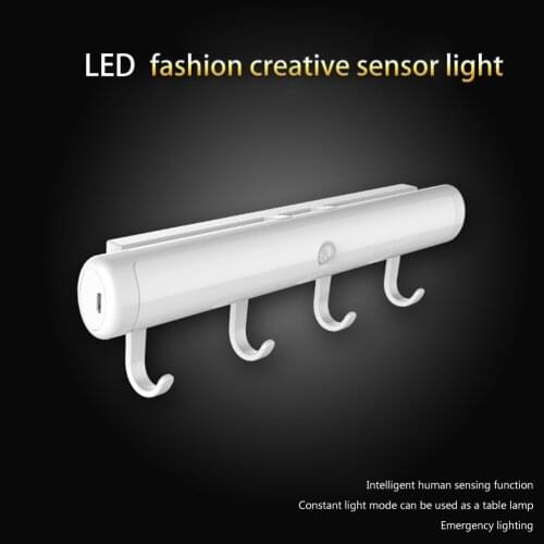 Modern Simple White Portable LED Hook Design Wall Lamp for Bedroom Living Dining Dress Room Restroom Cupboard Inndoor Wall Decor