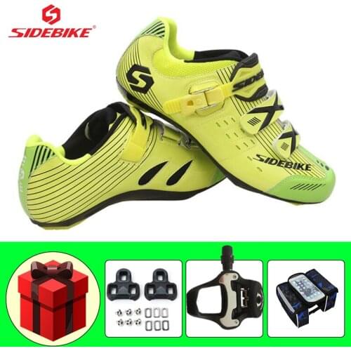 SIDEBIKE Athletic Road Bike Shoes Bicicleta Triatlon Self-locking Wear-resistant Breathable Racing Bicycle Sneakers Add Pedals