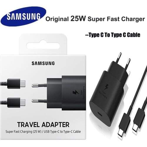 For Samsung S21 Note 20 10 A70 Super Fast Charger Cargador 25W EU Power Adapter For Galaxy Note20 S20 A90 A80 S10 5G TypeC Cable