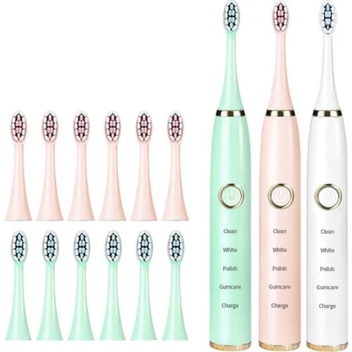 Sonic Electric Toothbrush Adult Timer Brush 5 Mode USB Charger Rechargeable Tooth Brushes Replacement Heads Set Home Gift