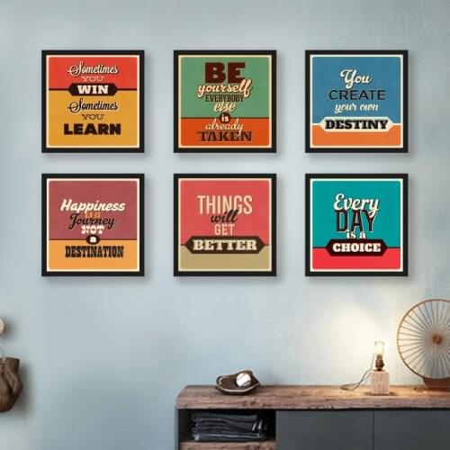 Vintage Style Inspirational Posters and Prints Wall Pictures Motivational Quotes Retro Wall Art Canvas Painting Home Art Decor