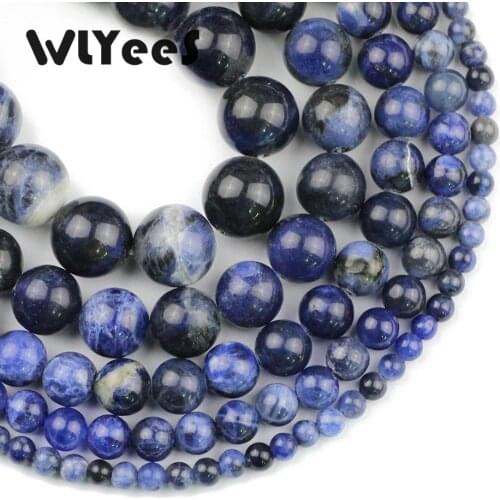 WLYeeS Natural Stone Sodalite stone Beads 4 6 8 10 12mm Blue Round Loose bead for jewelry bracelet jewelry DIY 15" Factory price