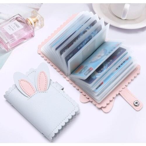 Womens Cute Rabbit Ear Card Holder Mini Small Multifunctional Large Capacity Pasjeshouder Small Fresh Business Carteira