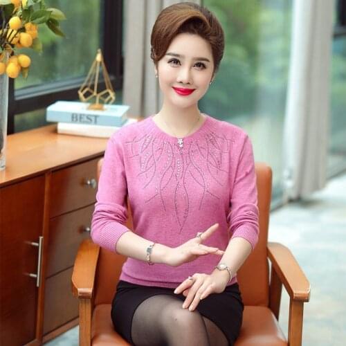 2020 Women Pullover Autumn And Winter Sweater Loose Long-sleeve Knitted Wool Basic Shirt Sweater Mother Clothing Tops