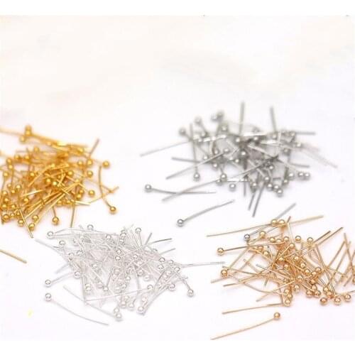 200pcs/lot 18 20 24 30 35 40mm Gold Silver Metal Ball Head Pins For Diy Jewelry Making Head pins Findings Supplies