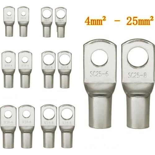 100/50/25/10PCS 4-25mm Assortment Tinned Copper Lugs Ring Crimp Terminals Battery Wire Welding Cable Connectors Kit