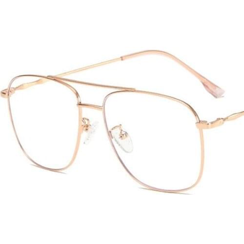 2021 Brand Designer Anti-Blue Eyeglasses Women Double Beam Optical Eyewear Retro Spectacles Oversize Frame Glasses